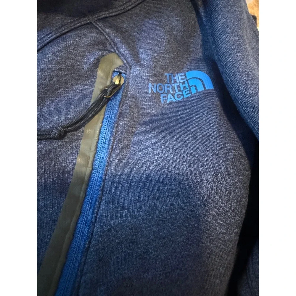 The North Face Mens Blue Heathered Quarter Zip Pullover Fleece Jacket Medium